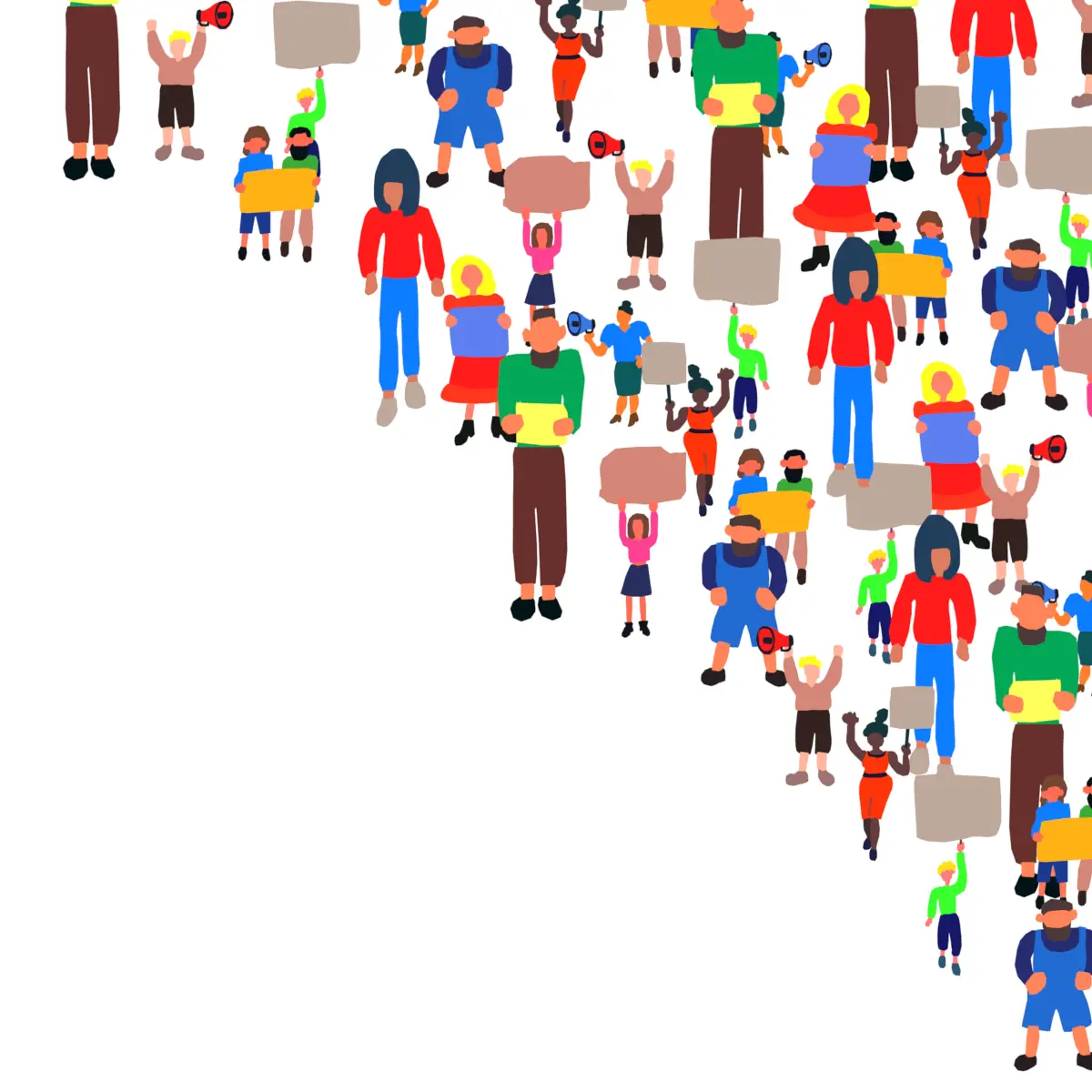 People Protesting Vector Colorful Illustration